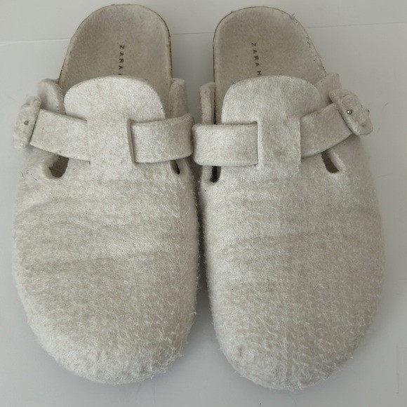 Zara Home Felt Lined Adjustable Buckle Mule Clog Sip On House Outdoor Slipper 36