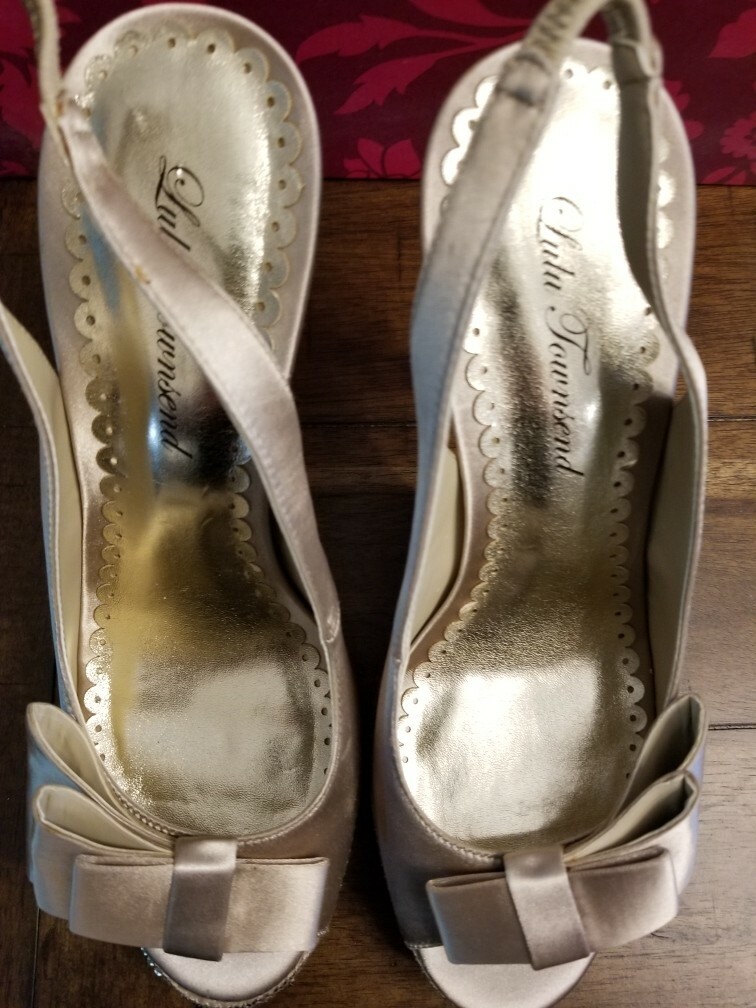 Lulu Townsend Ballari Champagne 5″Heels with 3/4 Platform Size 8 NEW
