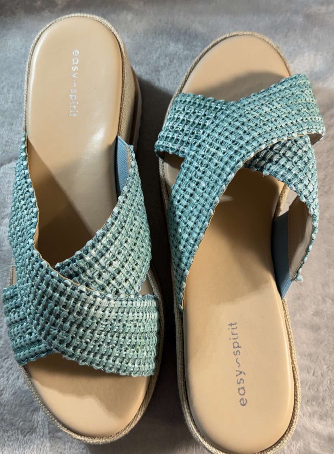 Easy Spirit Women’s 9.5 Green Cushion Slip-On Espadrille Wedge Shoes Serene 2