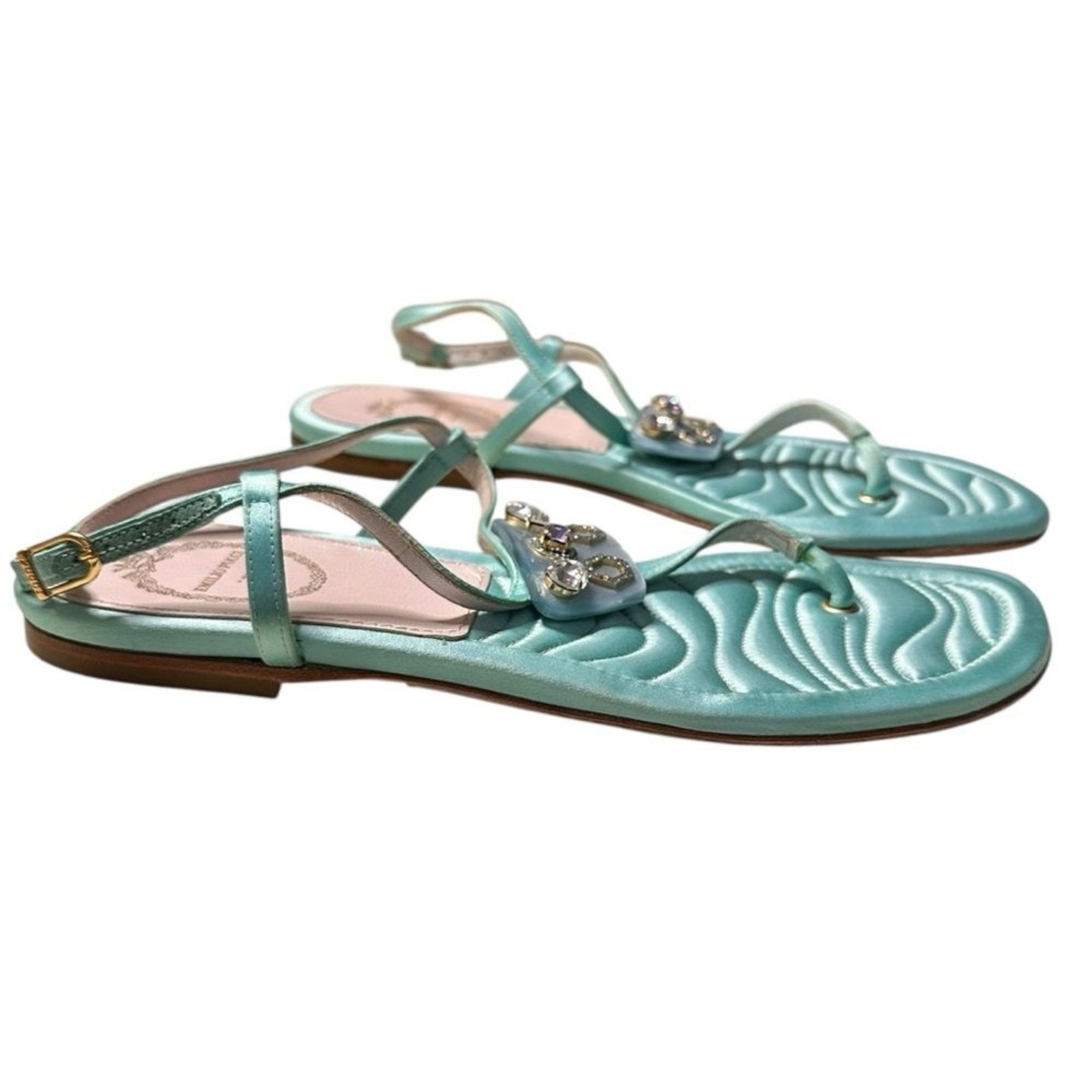 Emilio Pucci Silk and Crystal Embellished Sandals Size 38 7.5