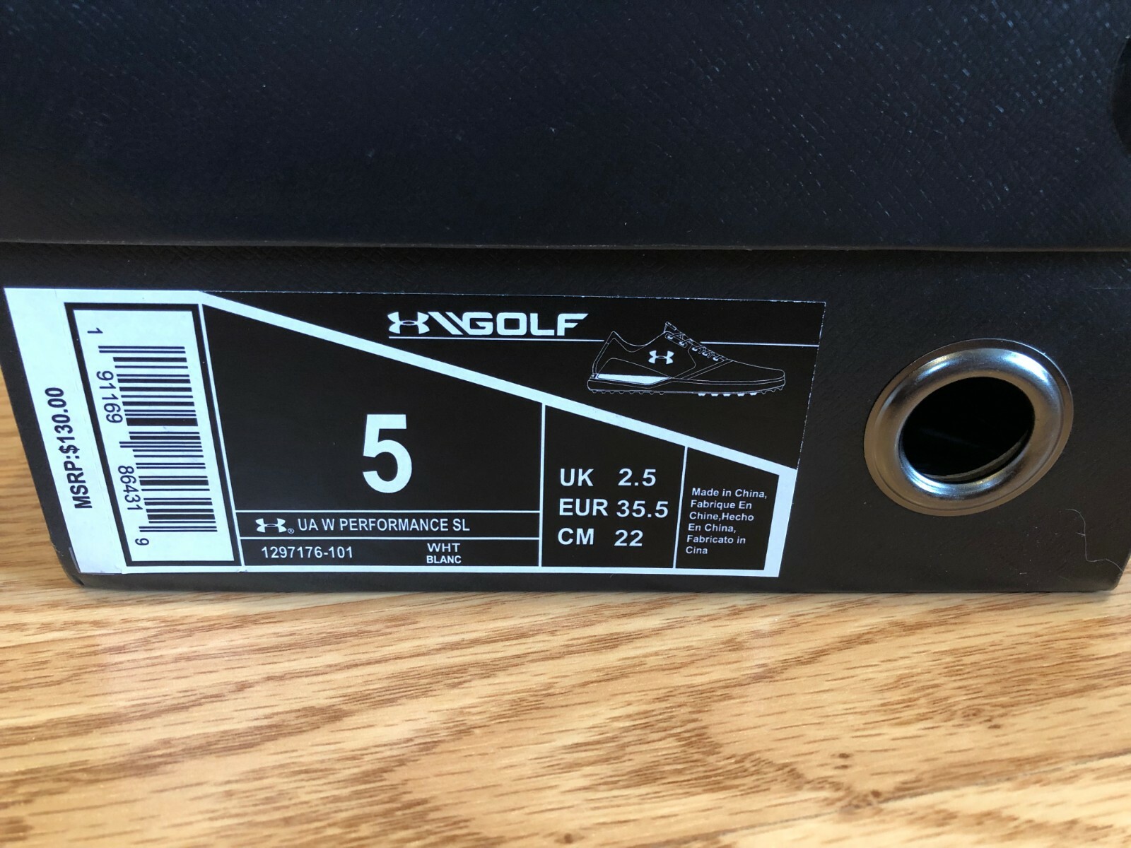 Under Armour Performance Spikeless Golf Shoes White/Blue 1297176 Women’s Size 5