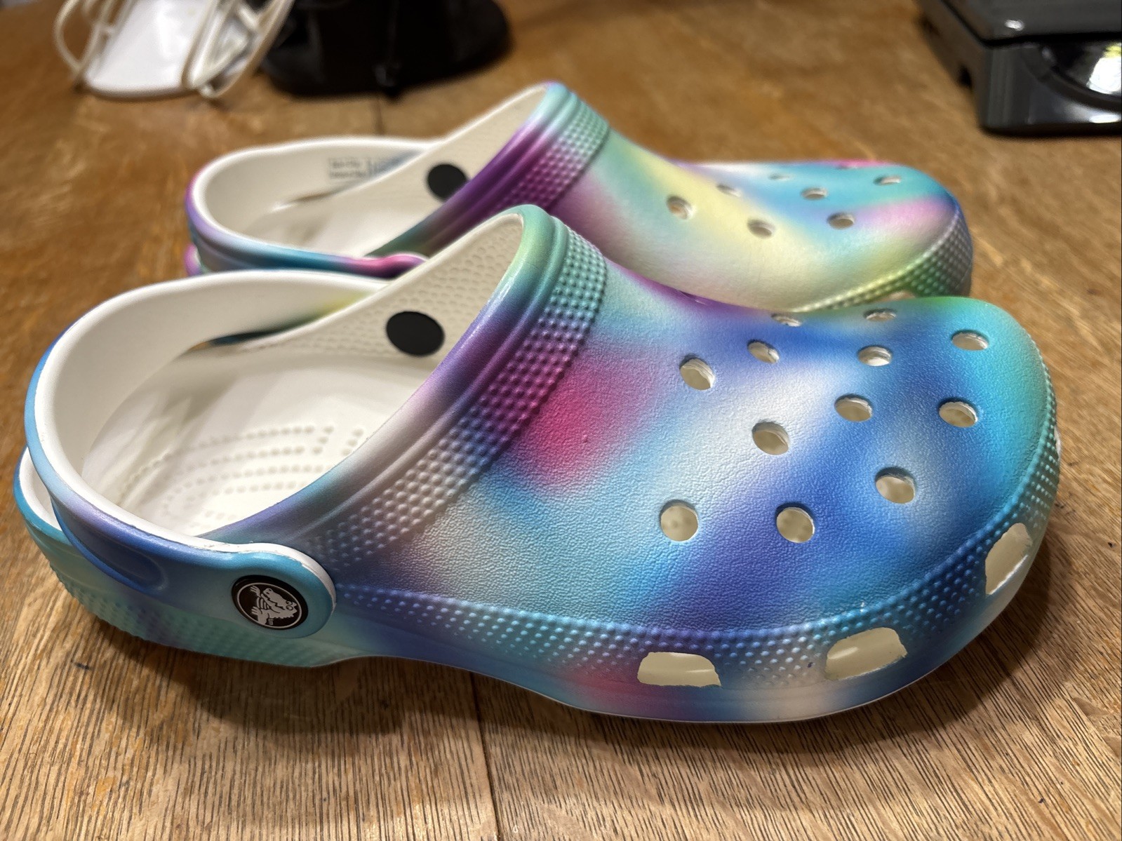 CROCS Classic Platform TIE-DYE Graphic Clog Mules Comfort Shoes M6/W8