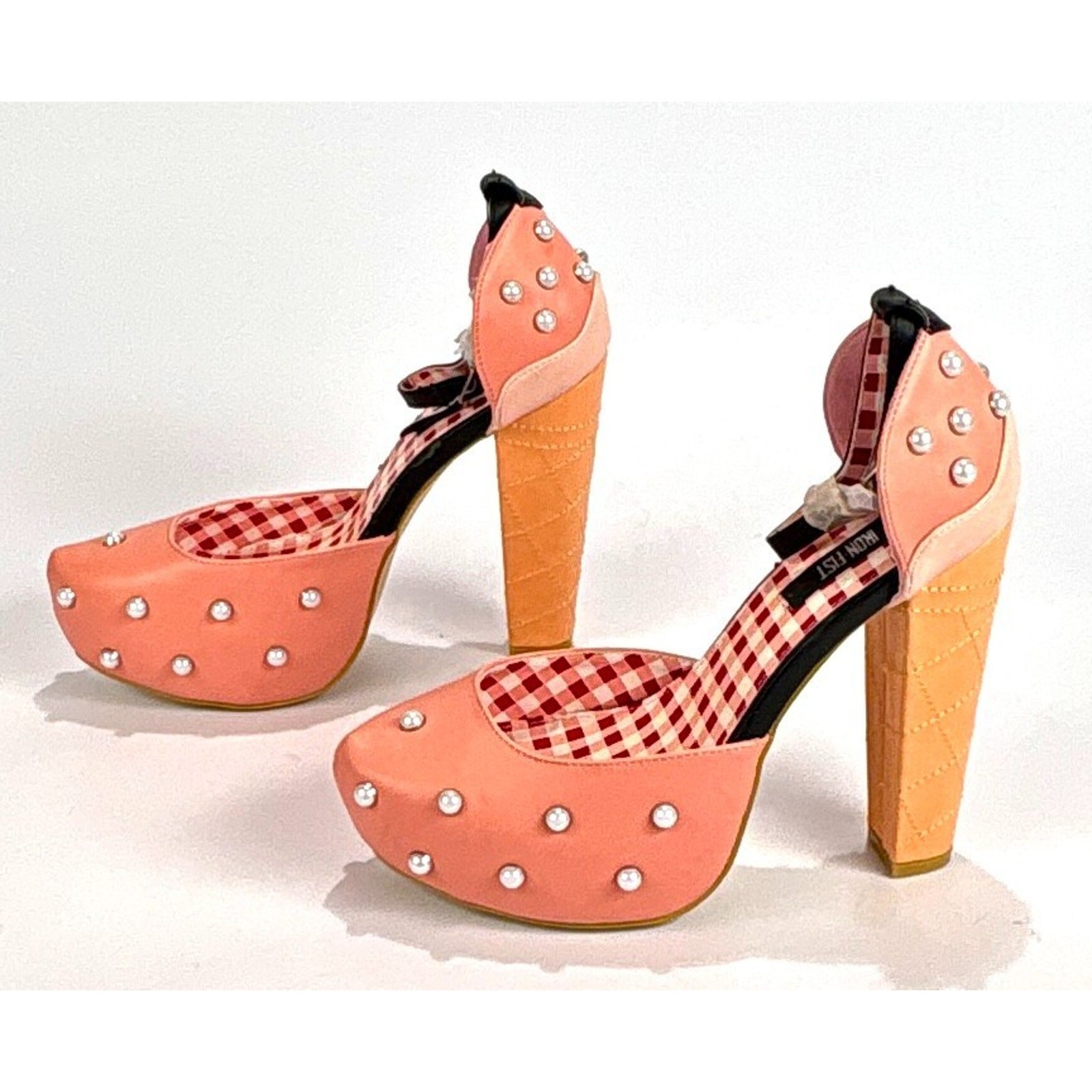 IRON FIST Pink Pearl Studded Platform Heels Womens US 8 ICE CREAM High Heel Shoe