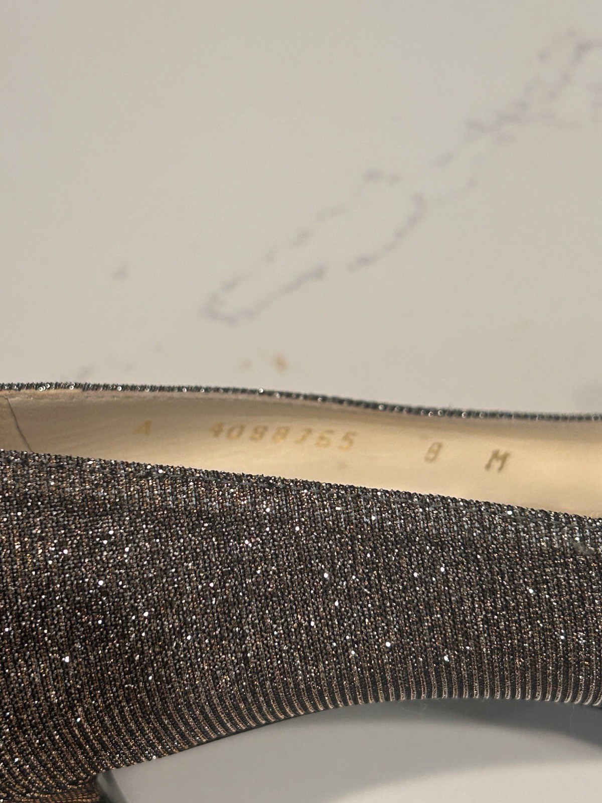 Stuart Weitzman «Bowover» peep-toe pump in a bronze/pewter glitter finish 8