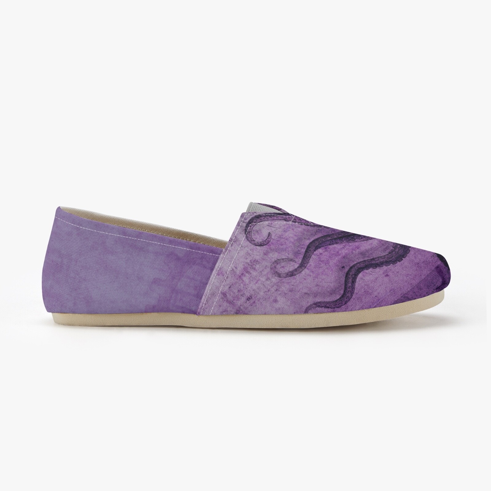 Purple Octopus Slip On Canvas Shoes Nautical Ocean Squid Art Casual Flats