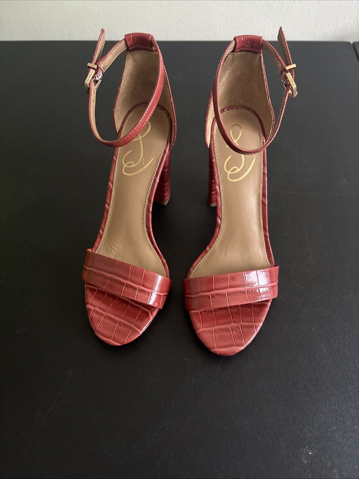 Sam Edelman Yaro Sandal Heels Women’s Size 7 Rose Croc