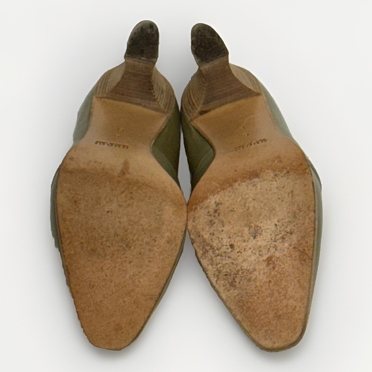 Vintage GUCCI Penny Loafer Green Leather Light Green Suede 2.75 in Heel Sz.6 B