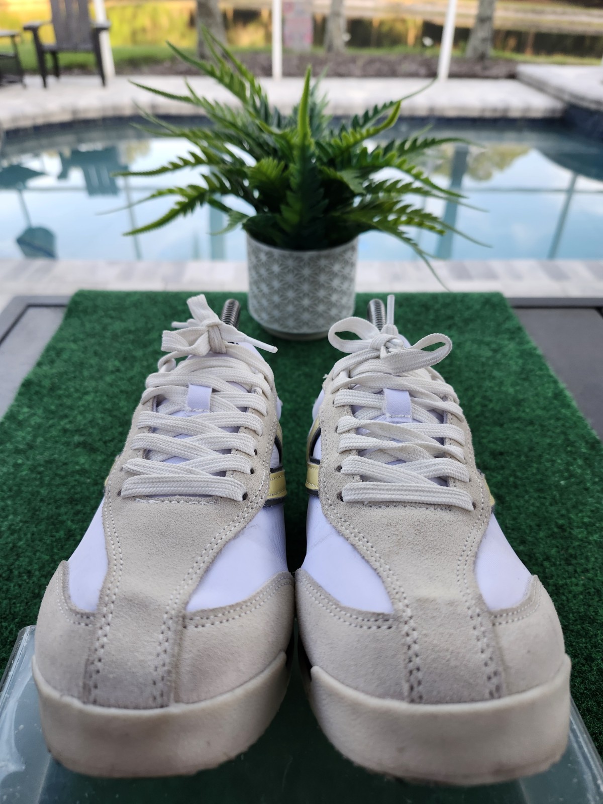 Tretorn Kristine Elite Women’s White Gold Textile Leather Sneakers Lace Up Sz 8