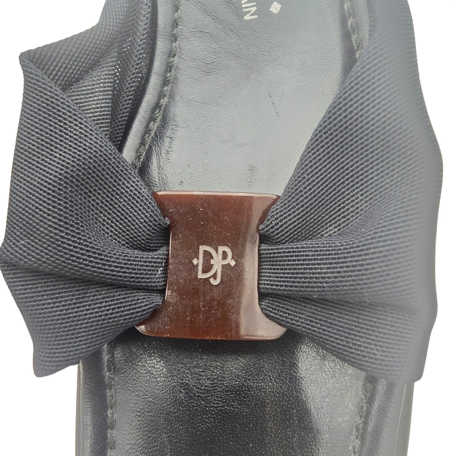 Donald J Pliner Y2K Black Grosgrain Bow Platform Wedge Slide Sandal Womens 8.5