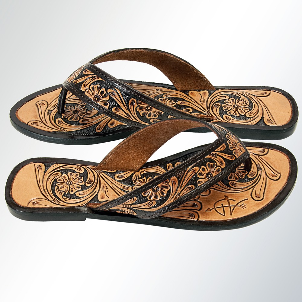 21AD American Darling ADFTE101 Hand tooled carved genuine leather sandal