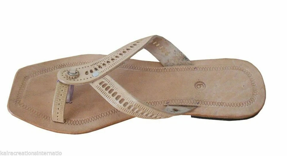 Women Slippers Traditional Handmade Leather Indian Camel Footwear Flat US 7.5