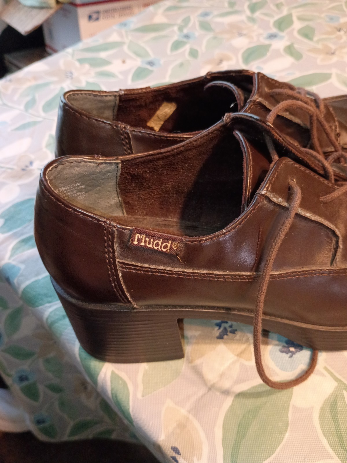 Vintage Y2K MUDD Brown Platform Oxford Shoes Chunky Heel 6.5 M