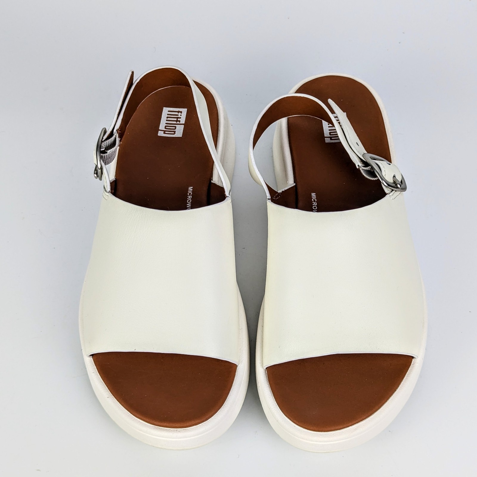 [NEW] Fitflop Women’s Cream Leather Platform Back-Strap Sandals size 7