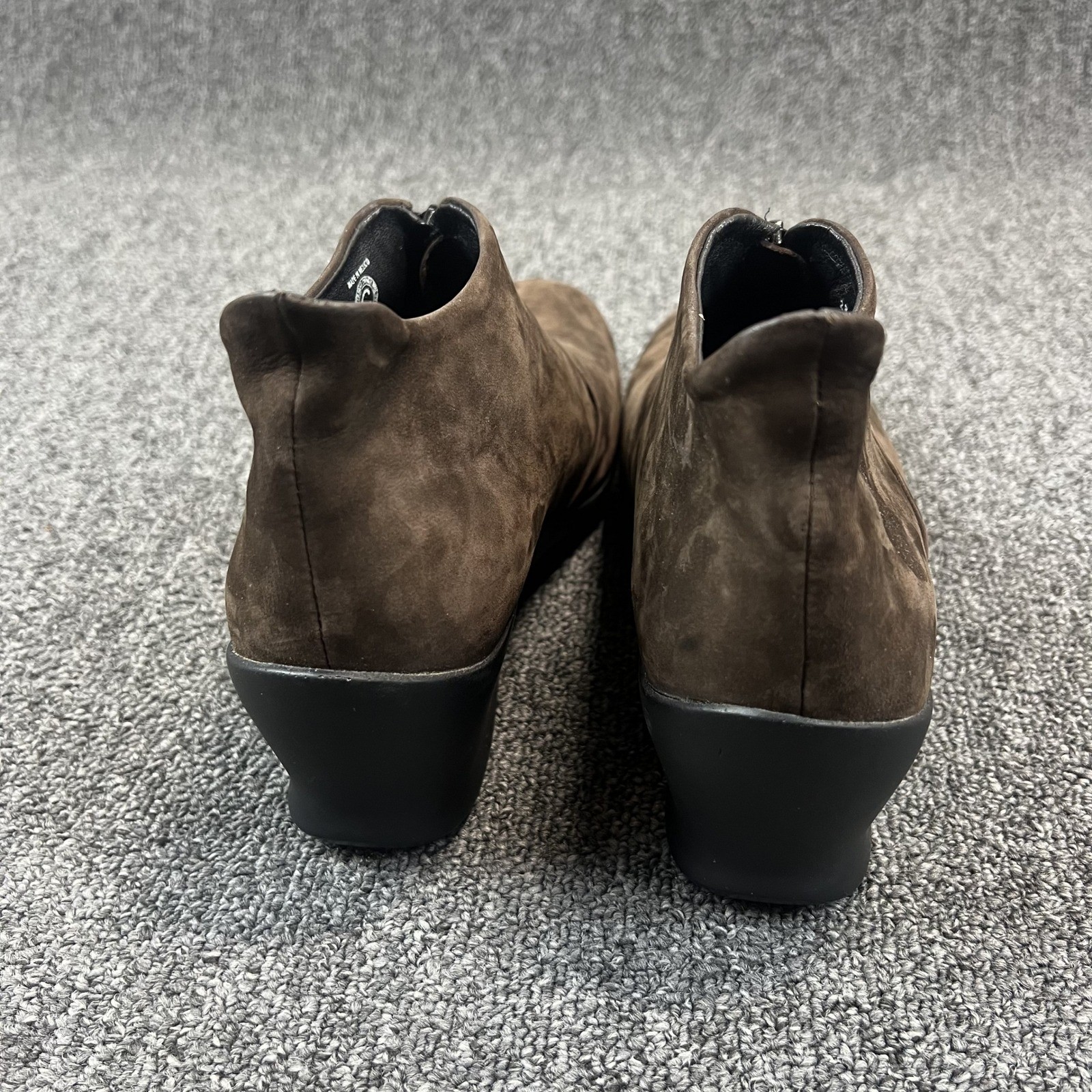 Wolky Minimalist Front Zip Wedge Ankle Boots 38 Brown Nubuck Leather Comfort EUC