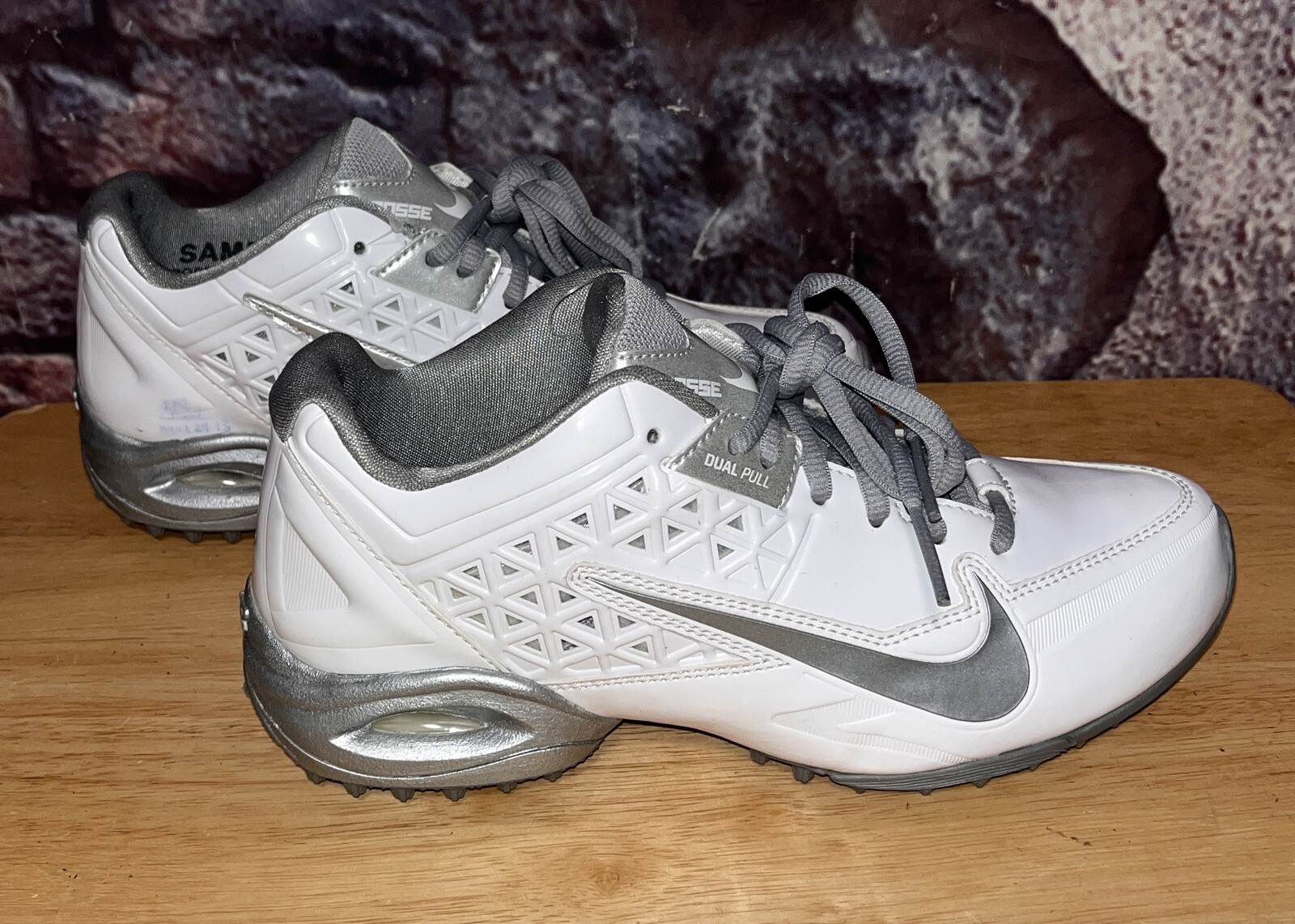 Nike SAMPLE Air SPEEDLAX 4 Turf Lacrosse Cleats White Silver Women’s 7 NEW