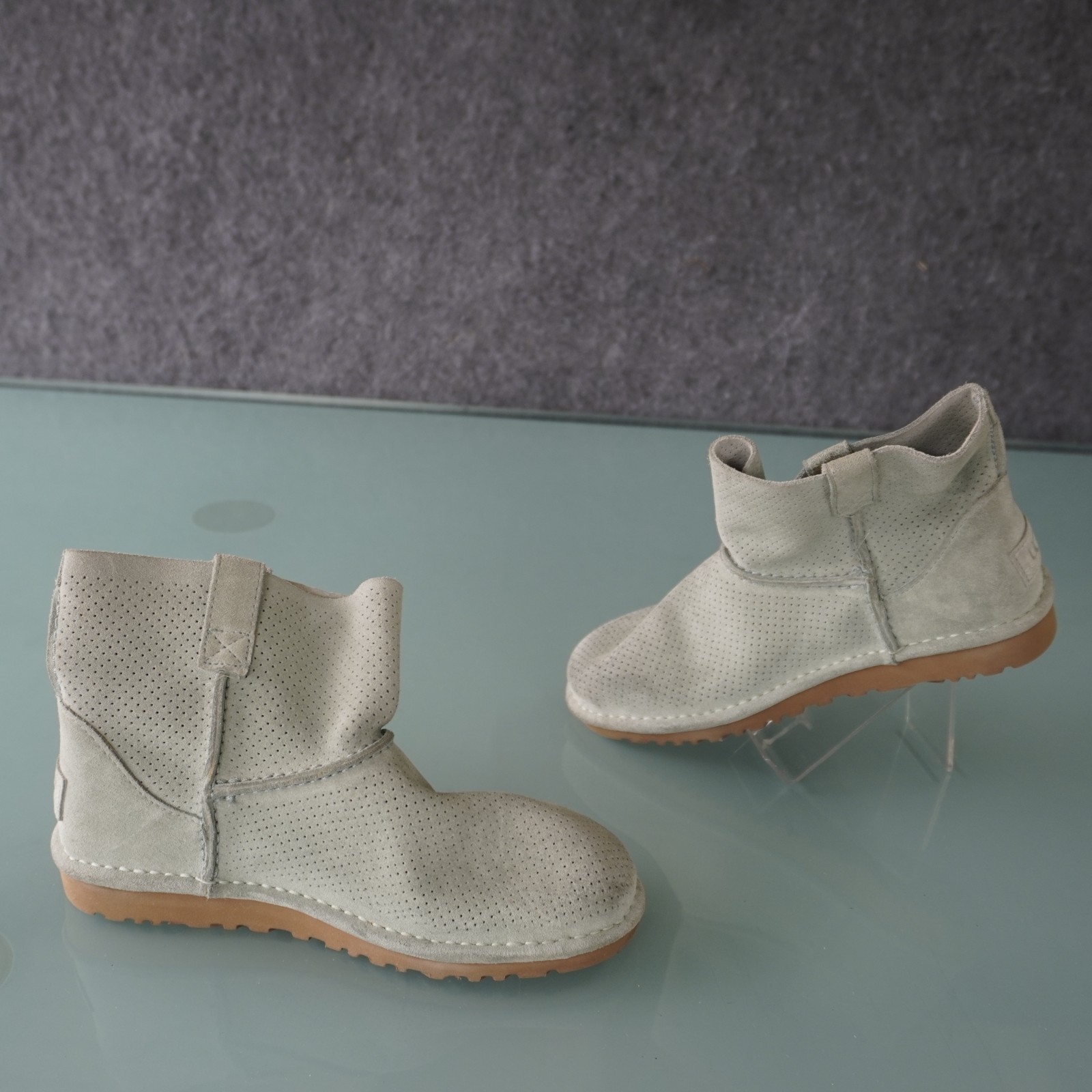 UGG Classic Unlined Mini Perf Boots SuedeGray Perforated Ankle Bootie Size 6 37