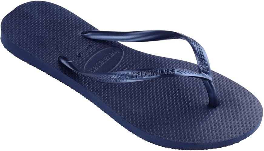 HAVAIANAS SLIM WOMEN’S NAVY BLUE FLIP FLOPS SANDALS US SIZE 7 / 8 NEW