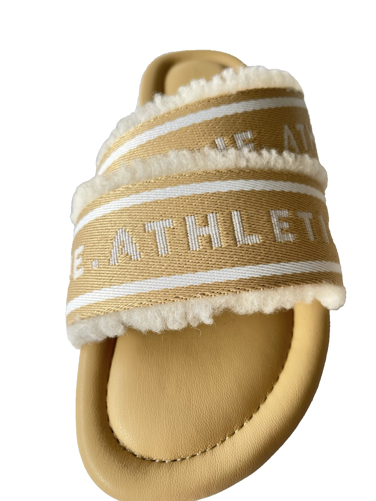 Aje Athletica Puffed Shearling Slides Size EU 37/AU 6/UK 4 Natural Tan BNWT
