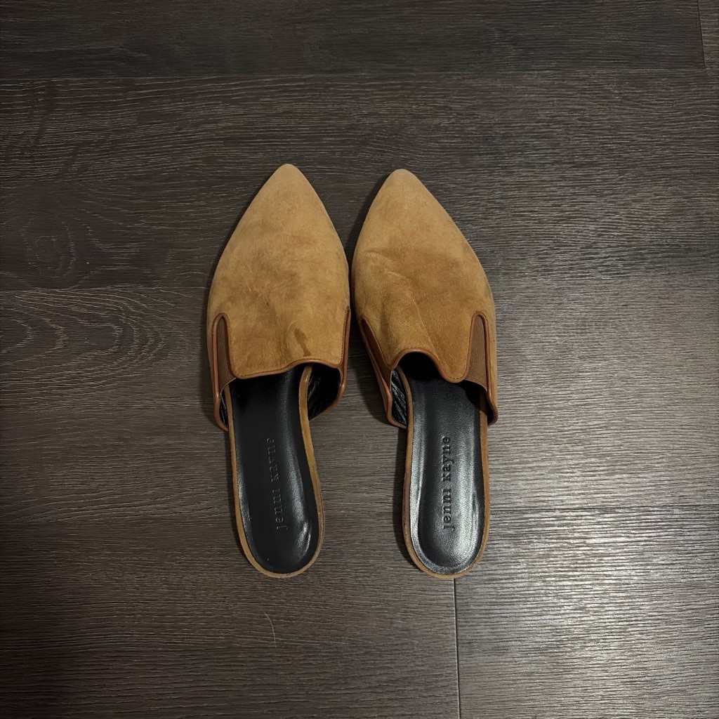 Jenni Kayne Brown Suede Pointed Toe Slide Slip-On Flat Mules Womens 7