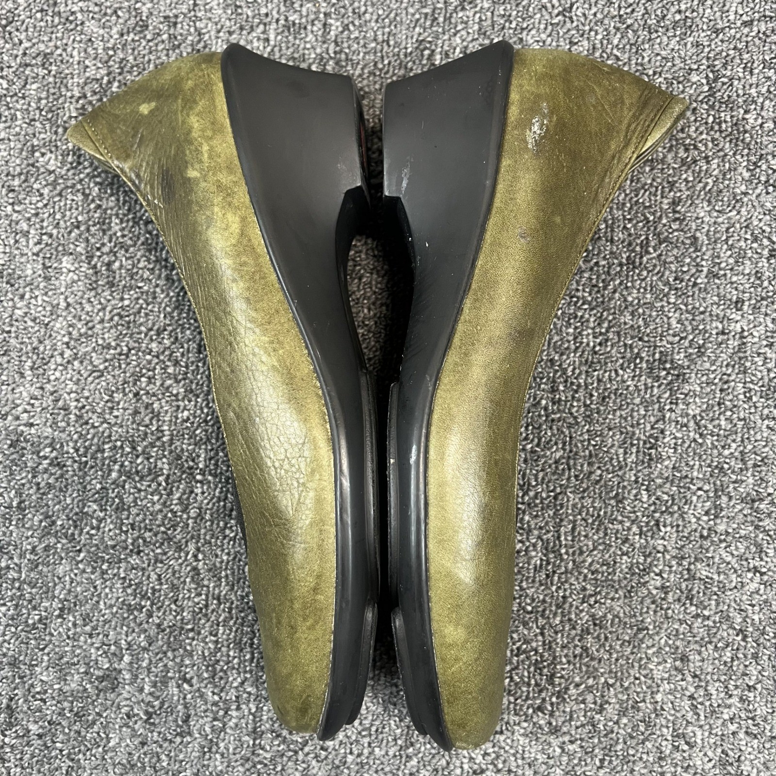 Wolky Boho Lagenlook Leather Wedge Pumps 39 Olive Green Comfort Walking Shoes