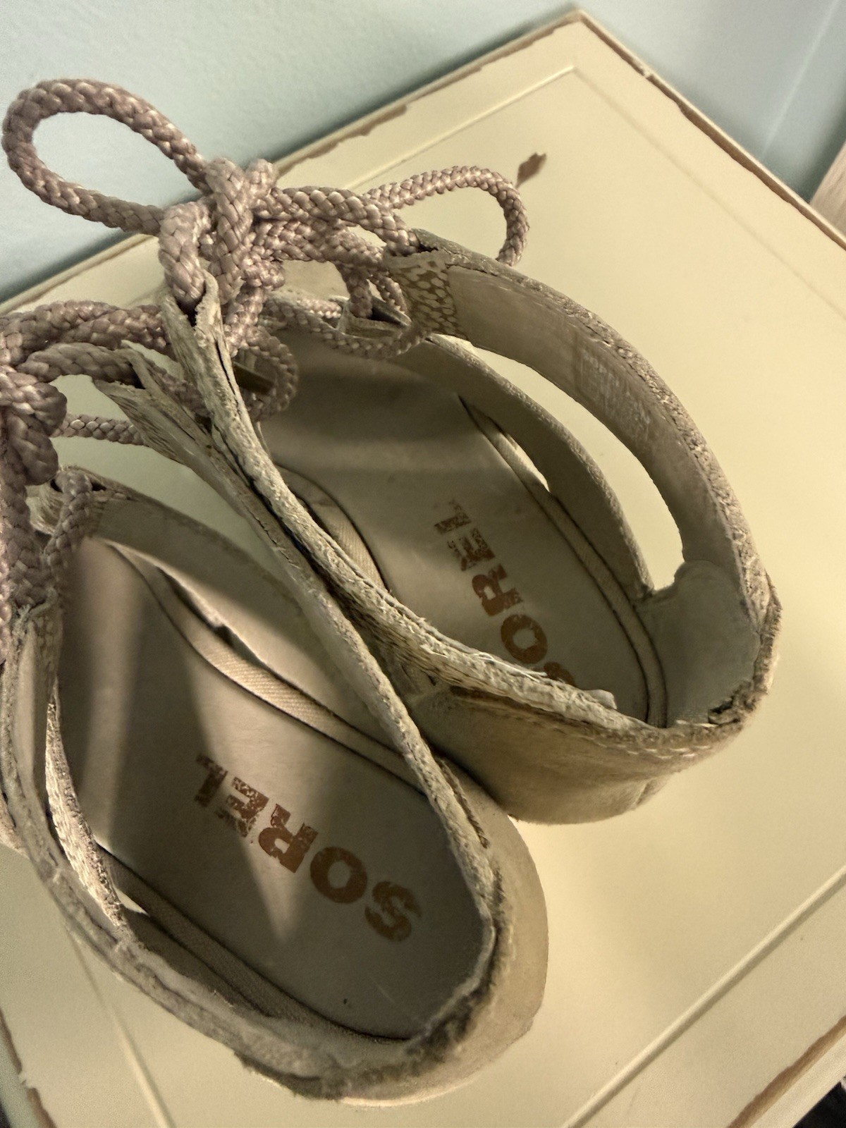 SOREL Women’s Beige Suede Strappy Lace-Up Flat Sandals Casual Travel US 7
