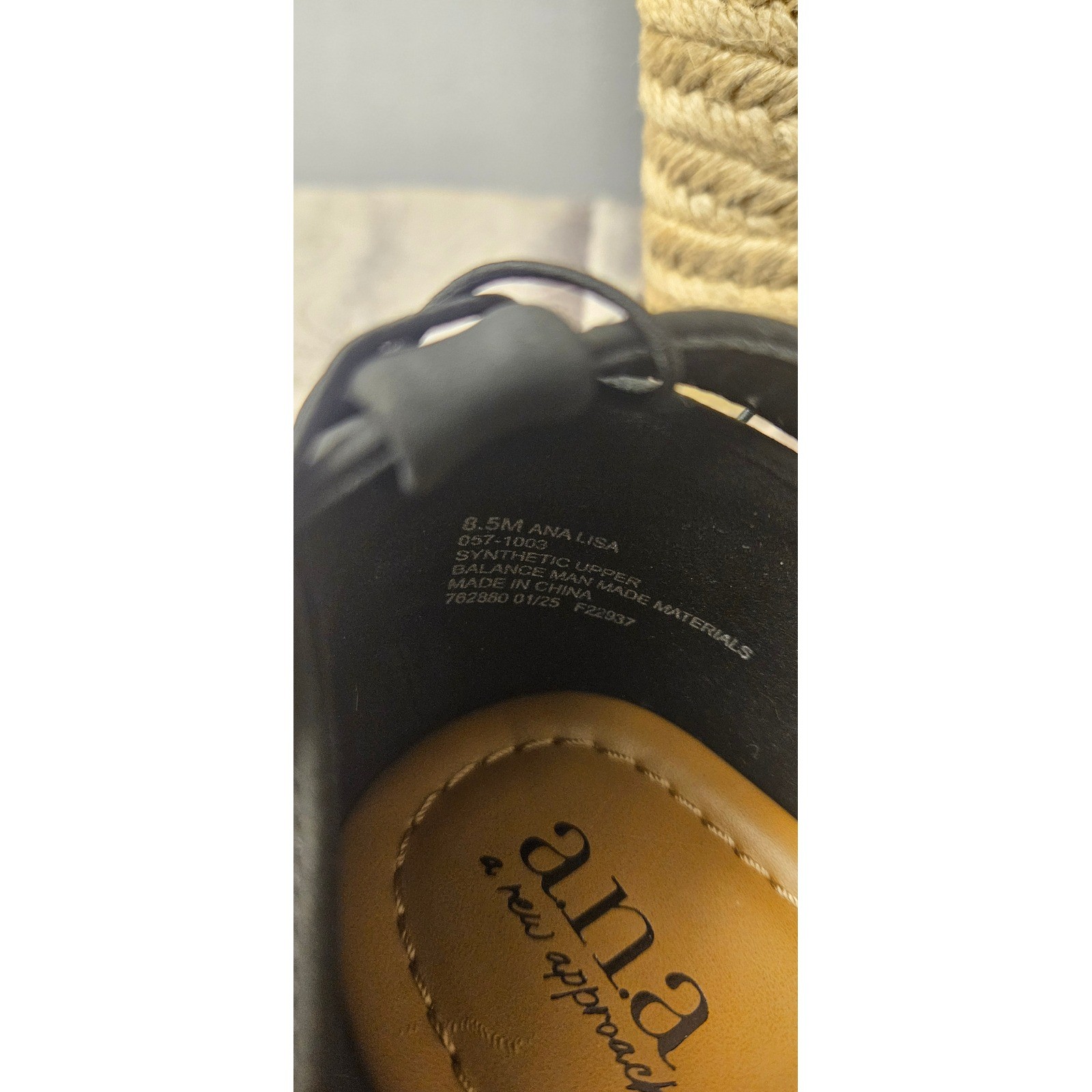 a.n.a Lisa Black Woven Espadrille Wedge Platform Sandals Womens 8.5M New