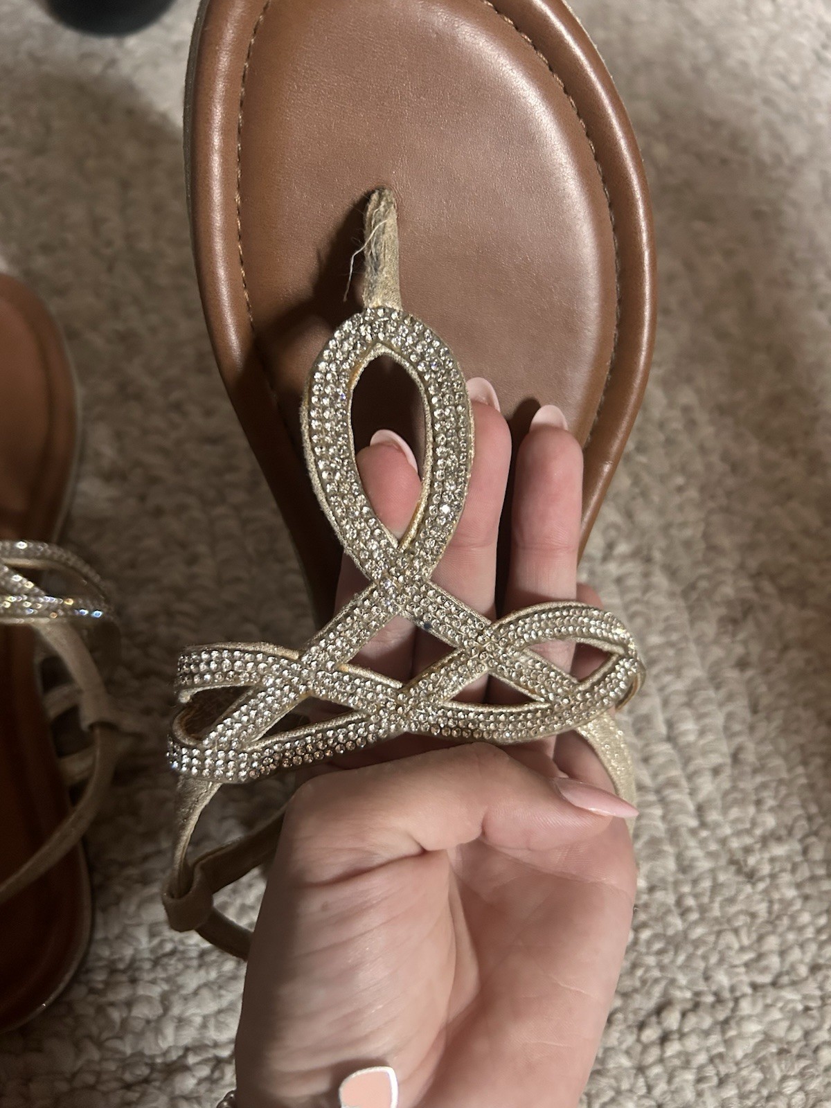 KELLY & KATIE Womens’ Gold Braided Sandals Shoes Size 8