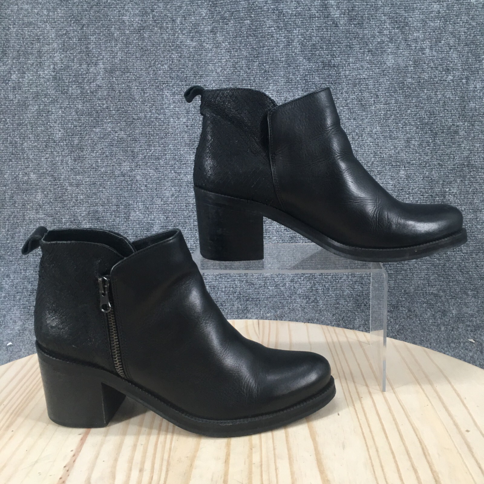 Chikato Boots Womens 39 Ankle Bootie Black Side Zip Casual Comfort Block Heels