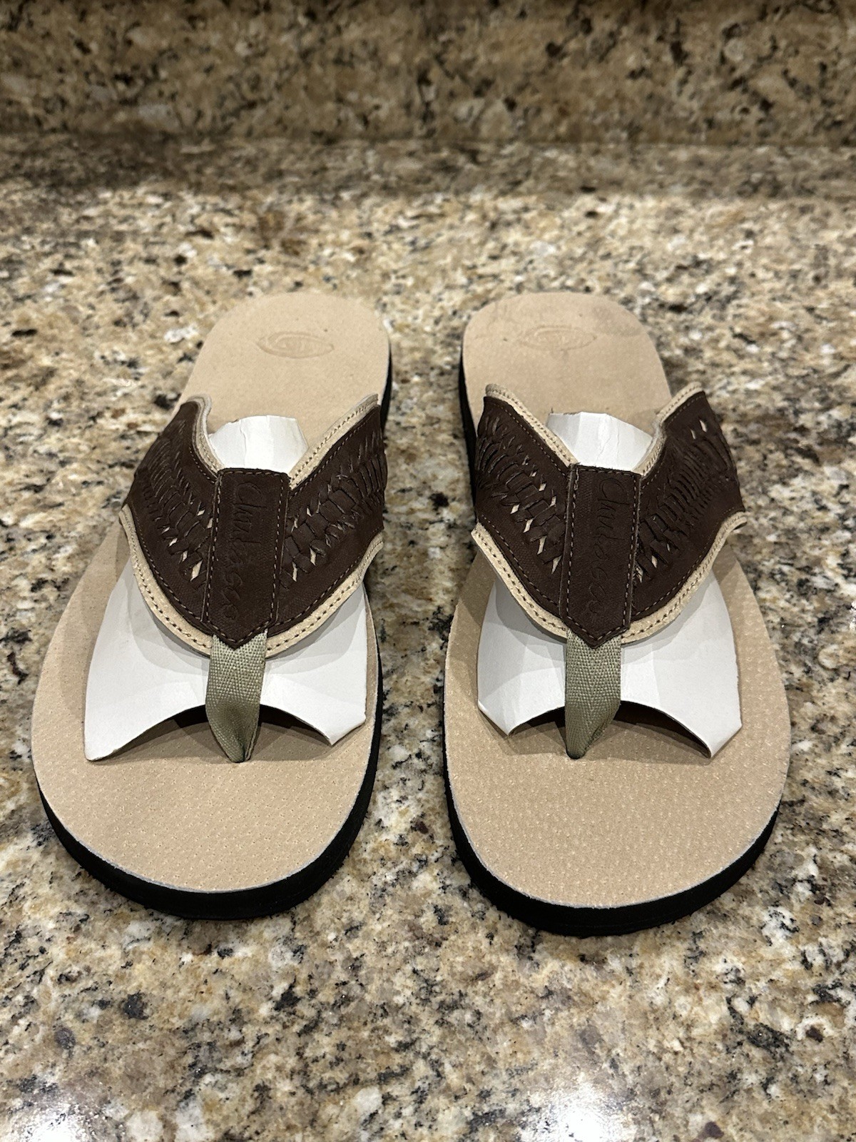 CHUBASCO Mexico HAND MADE FOOTWEAR SANDALS DARK BROWN / SAND Mens 12 Womens 14
