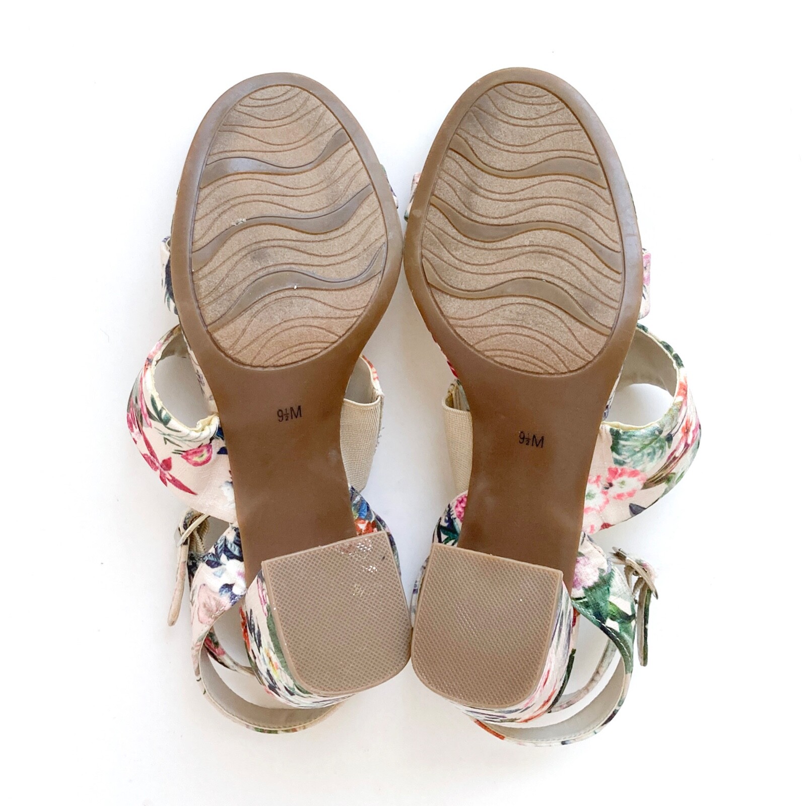 IMPO Floral Sandals Womens sz 9.5 M Varick Ankle Strap 3.25 in Heel Fabric