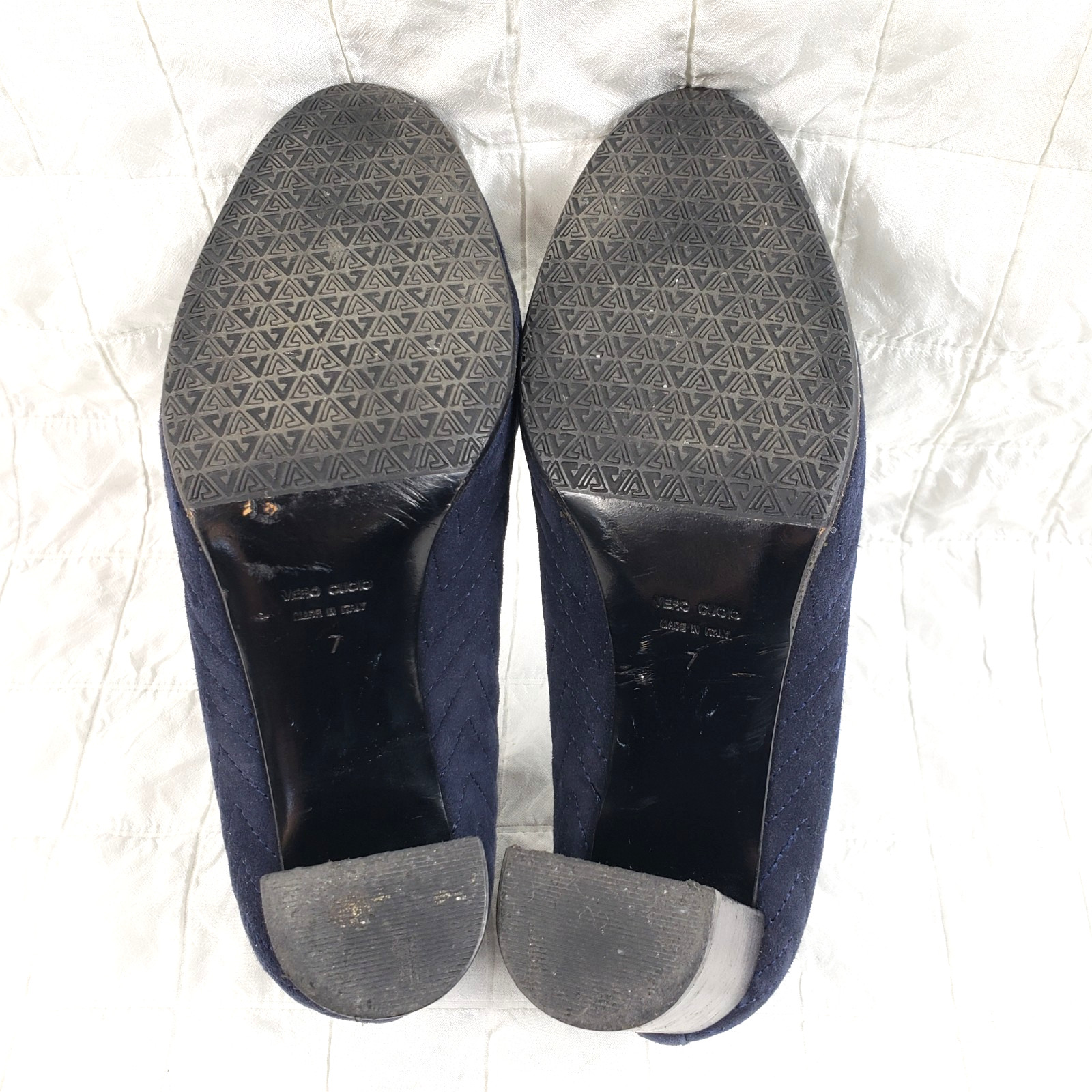 Aquatalia by Marvin K Sacchetto Quilted Blue Suede Pumps 3.25″ Heels Shoe SIZE 7