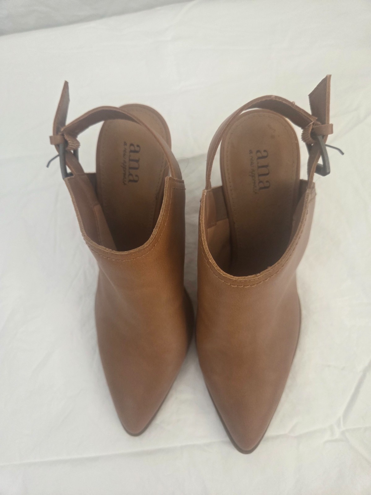 A New Day Women’s Brown Slingback Booties Pointed Toe Block Heel Size 9