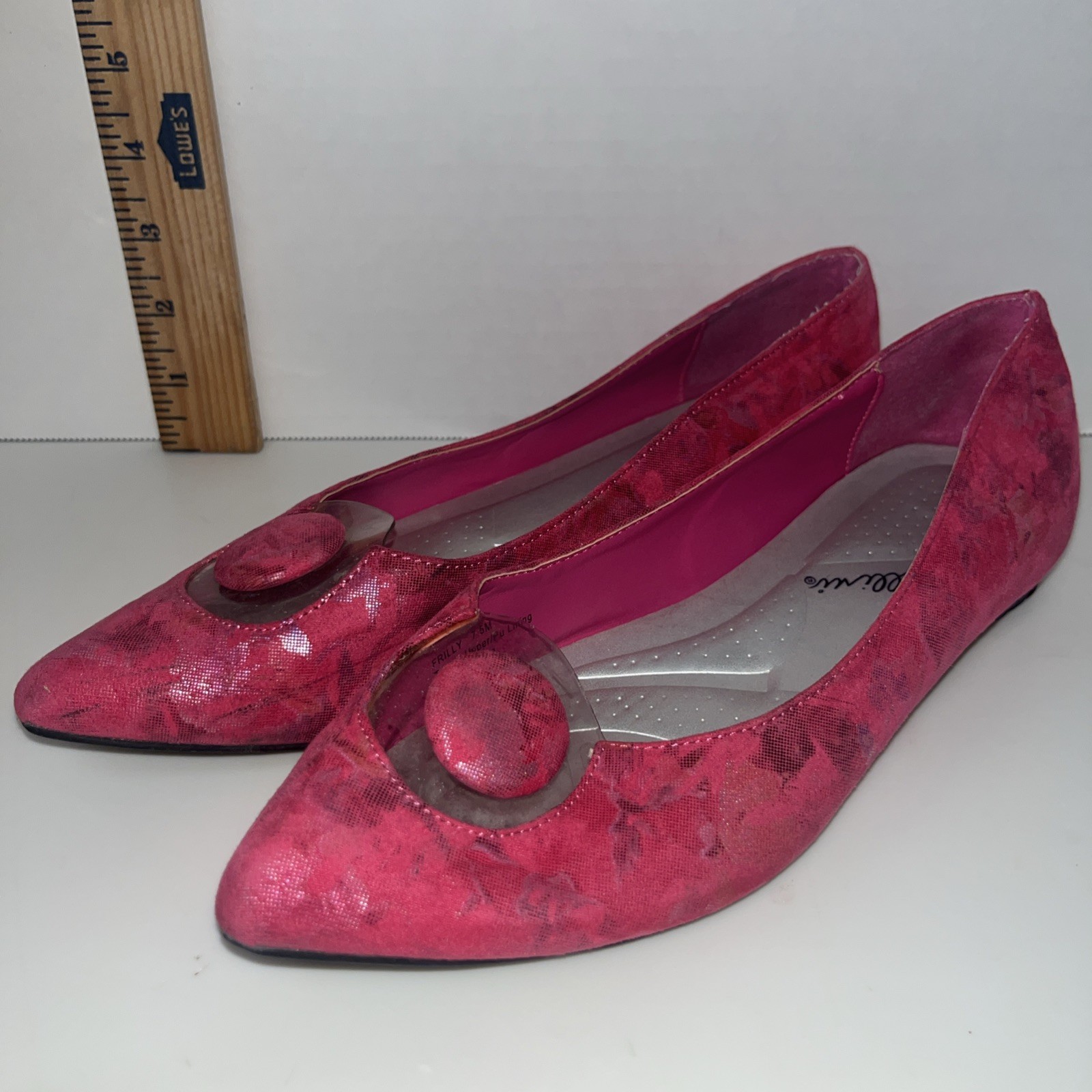 Bellini Frilly Size 7.5M Women’s Fuschia Hot Pink Shoes W/Mirrored Heels EUC