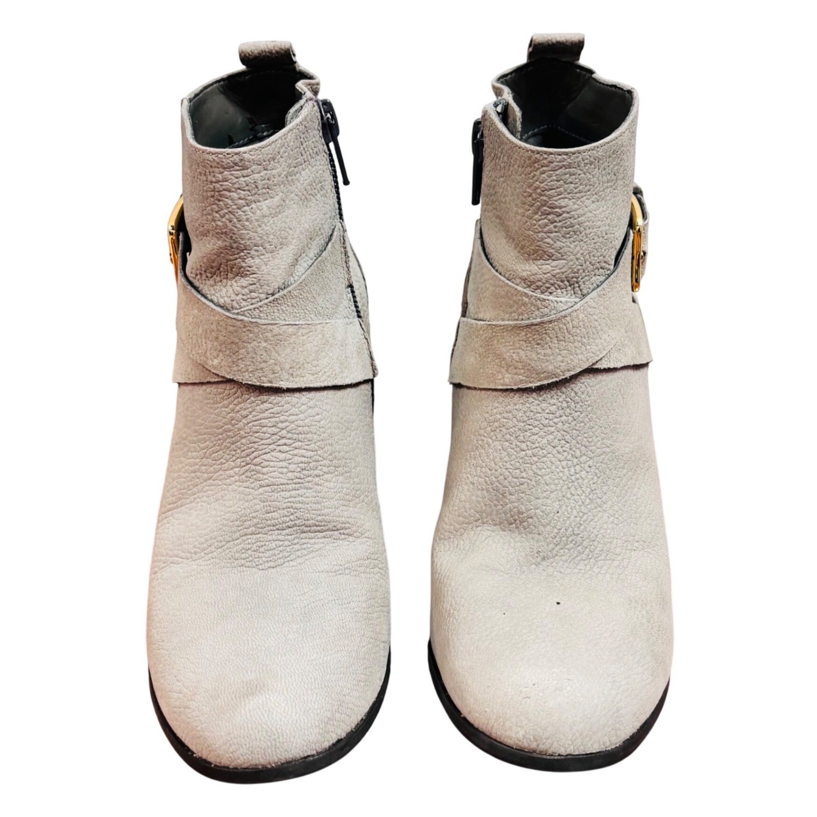 NWT Cole Haan Hinckley Bootie Ironstone Nubuck Grey Leather Block Heel 5.5
