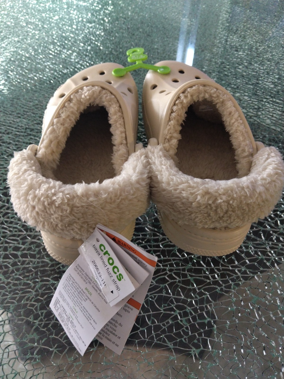 Crocs Baya Clog Beige Lined Fuzz Strap Women 6 men 4 NEW W/TAGS