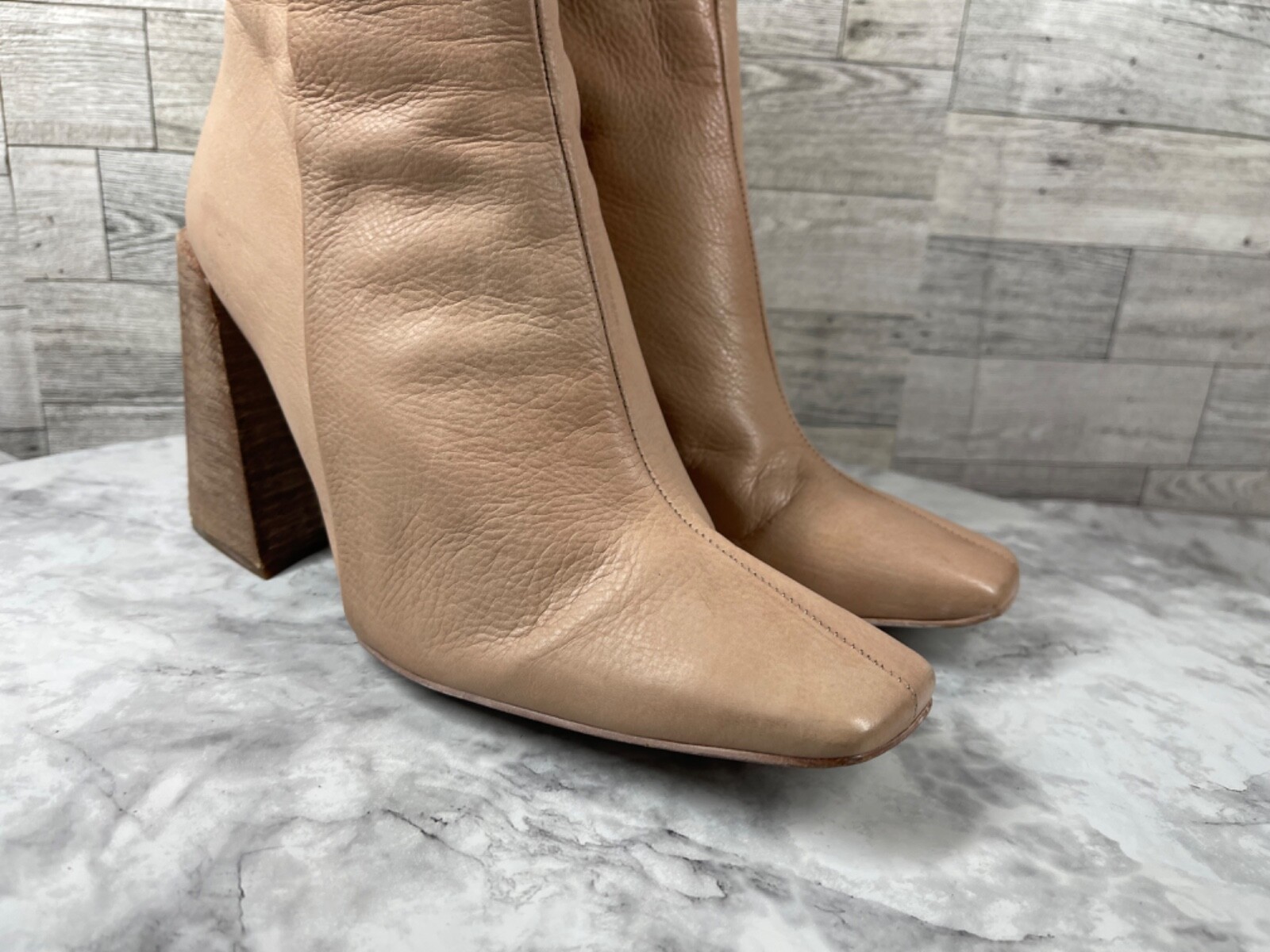 Free People x Farylrobin Marley Boots Women 8.5M Shoe Brown Leather Block Square