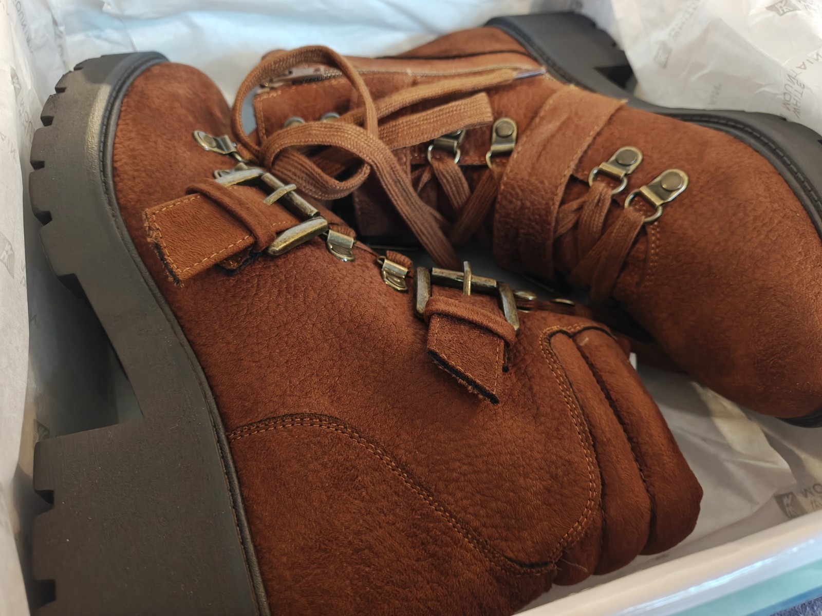 White Mountain Brown Suade Ankle Boots