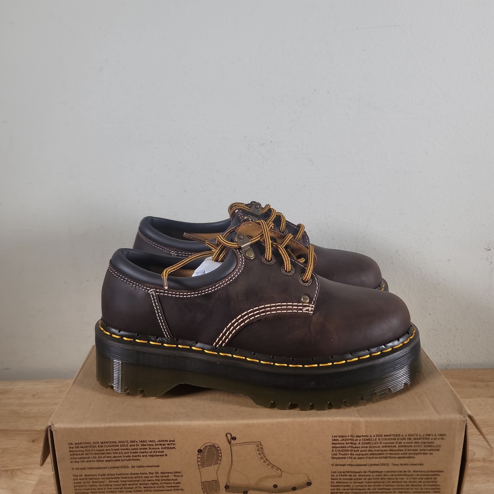 Dr. Martens 8053 4i Quad Platform Oxfords Unisex Size M9 W10 Brown Arc Leather