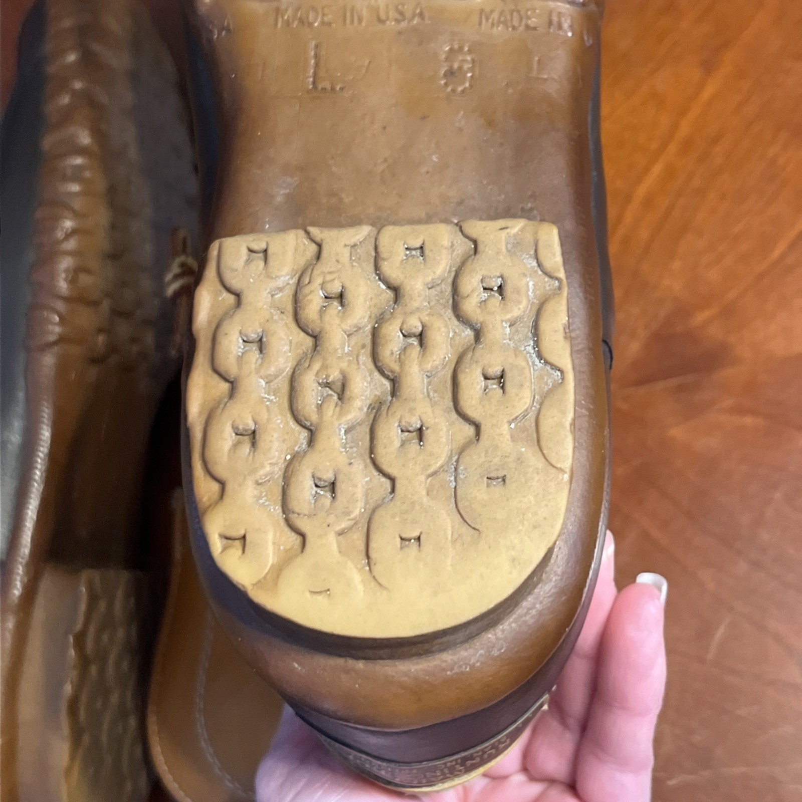 LL Bean Womens Maine Hunting Shoe Leather & Rubber Waterproof Duck Boots Size 8