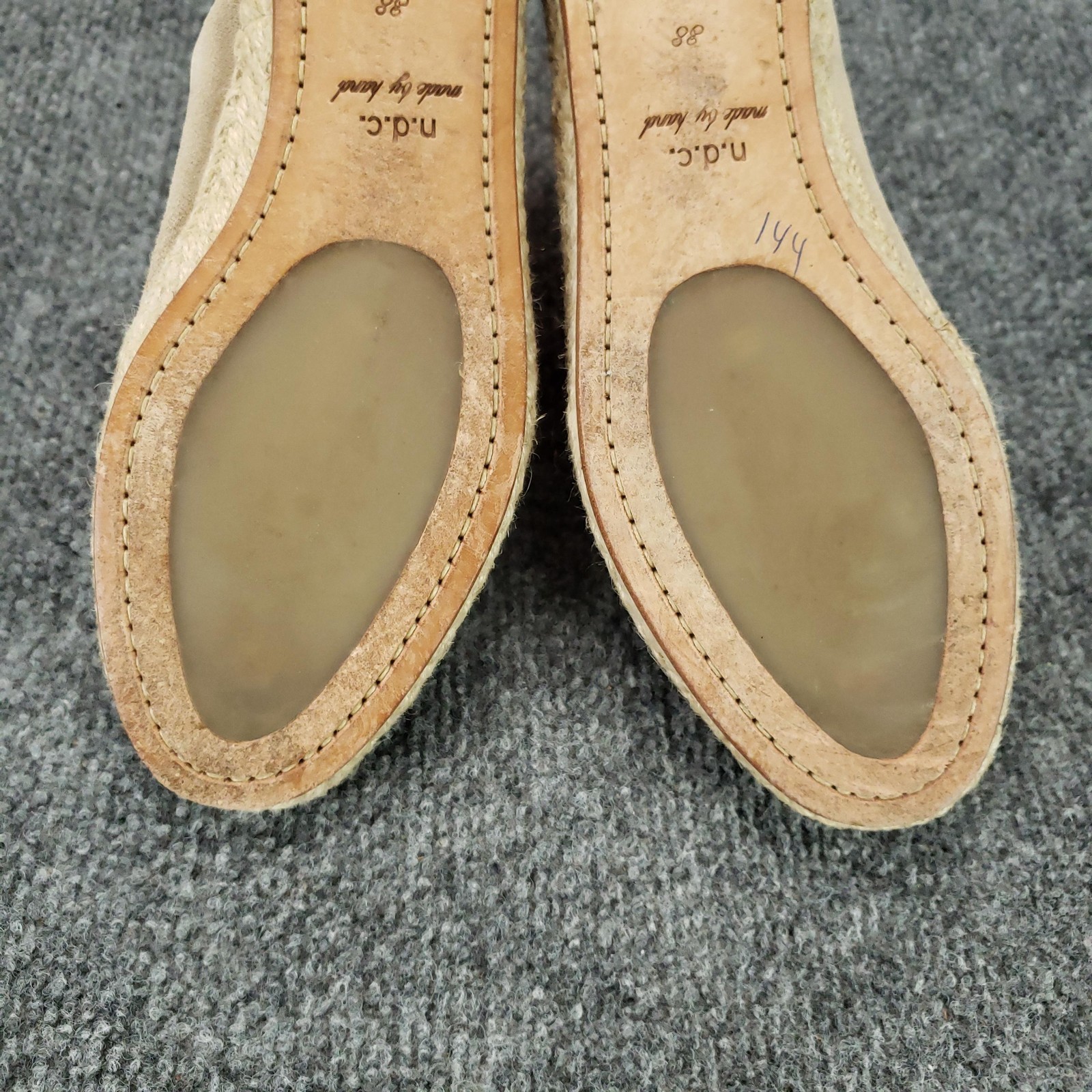 N.d.c. Shoes Womens Size 38 Beige Espadrille Flats Slip On Made By Hand Suede