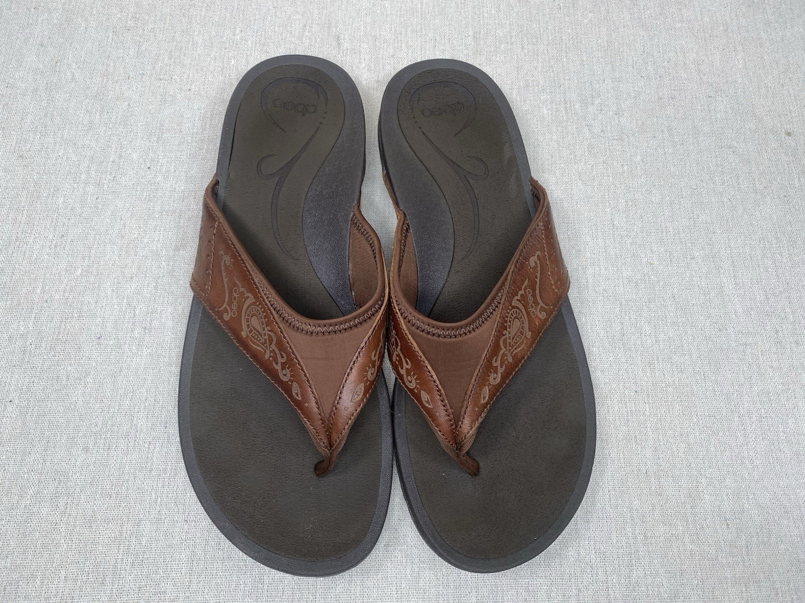 Abeo Balboa W400 Brown Sandals Flip Flops Thongs Women’s 10 Leather/Textile