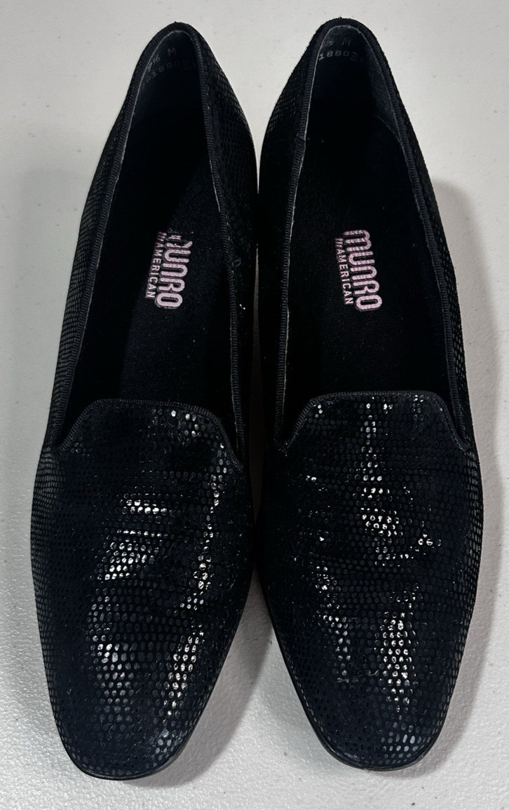 Munro American Womens Layla Pumps Textured Shimmer Black US 9.5 Chunky Heels