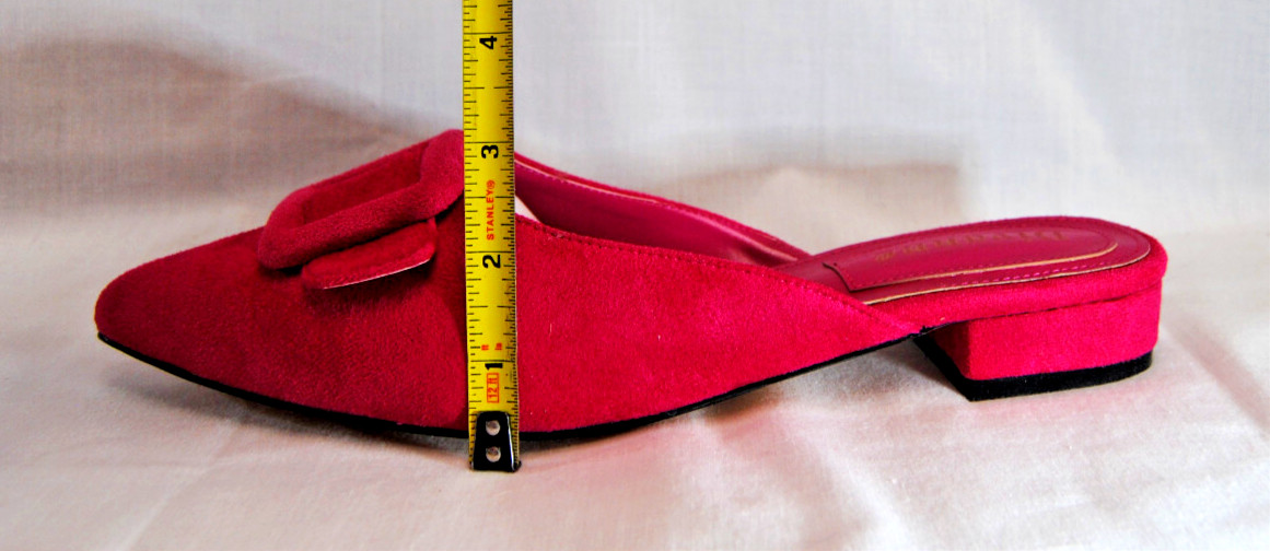 Divanne Womens Buckle Flat Backless Mules Pointed Toe Suede Pull On Shoes T2335