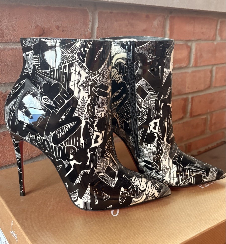 Christian Louboutin ‘Nicograf’ So Kate Patent Leather Ankle Boots 37.5