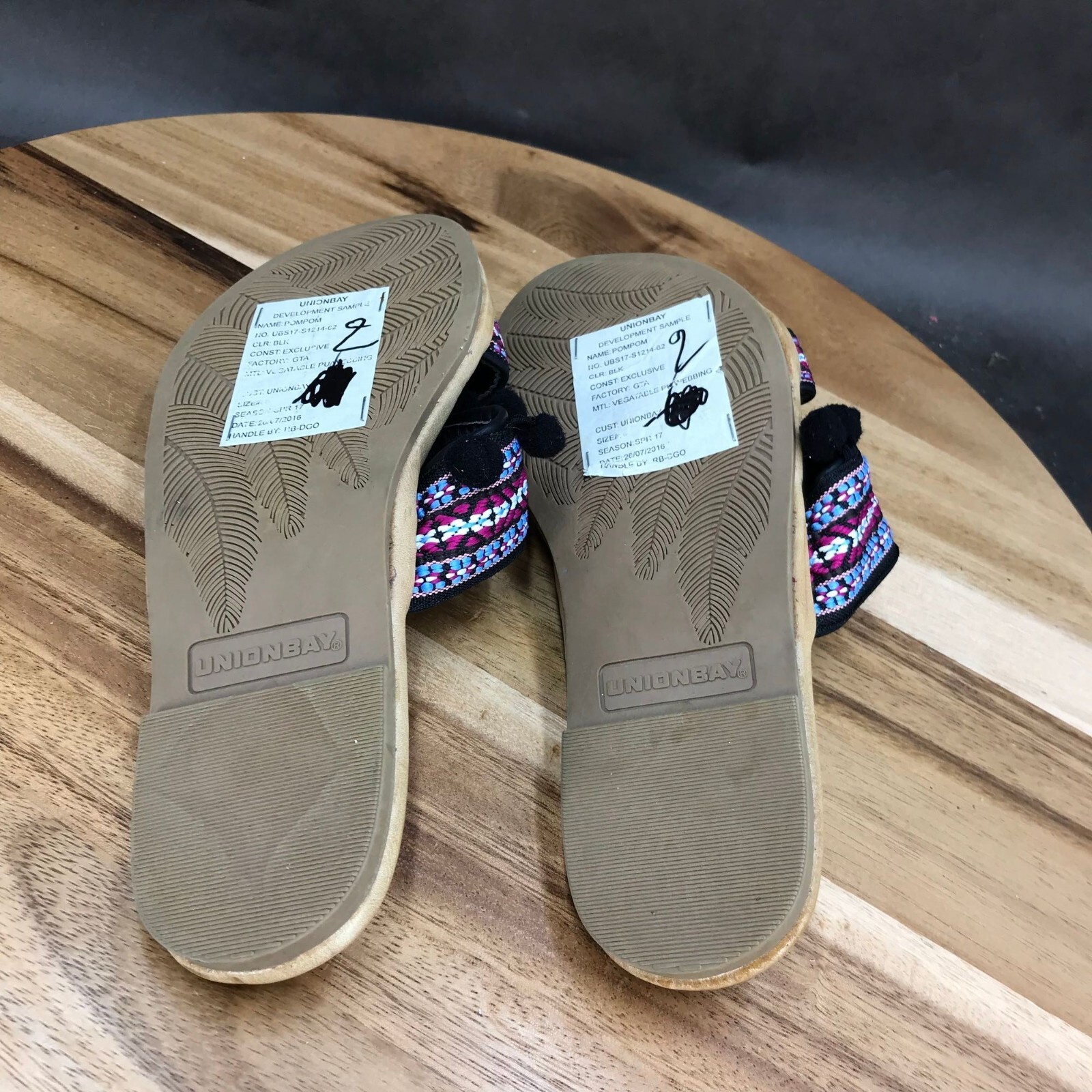 UnionBay Multicolor Fabric Knit Slides Slip On Sandals Womens Size 6