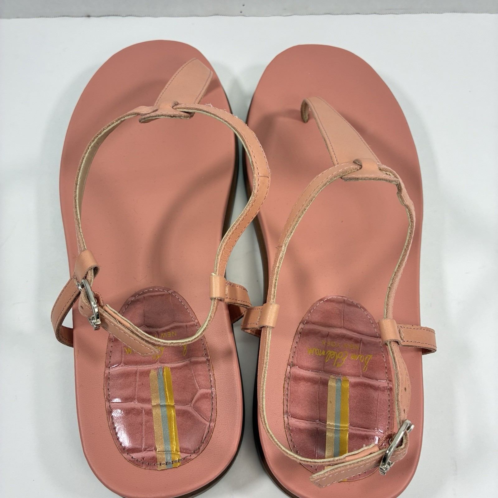 Sam Edelman Naomi Leather Thong Sandals Ankle Strap Flat Women’s 9.5 Beach EUC
