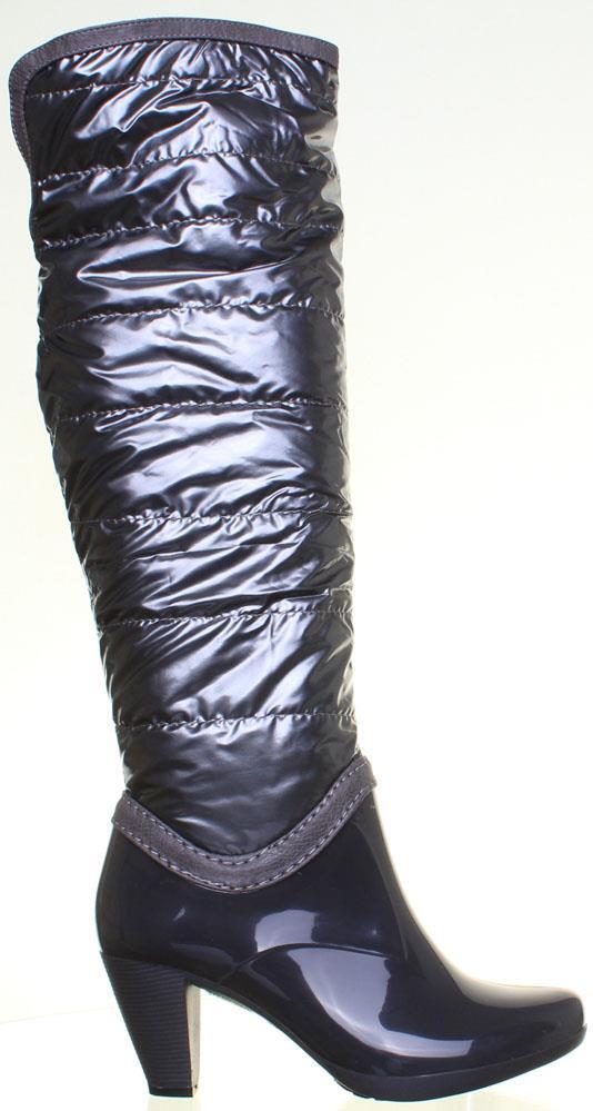 Womens Ladies High Heeled Round Toe Wellie Womens Boot Grey US 4 – 10