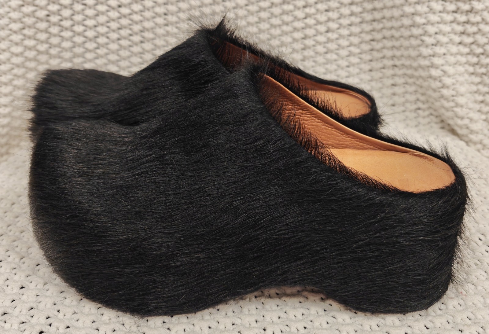Marni Women’s Black Italian Calf Hair Sabot Slip-On Platform Mule Clog Sz 40