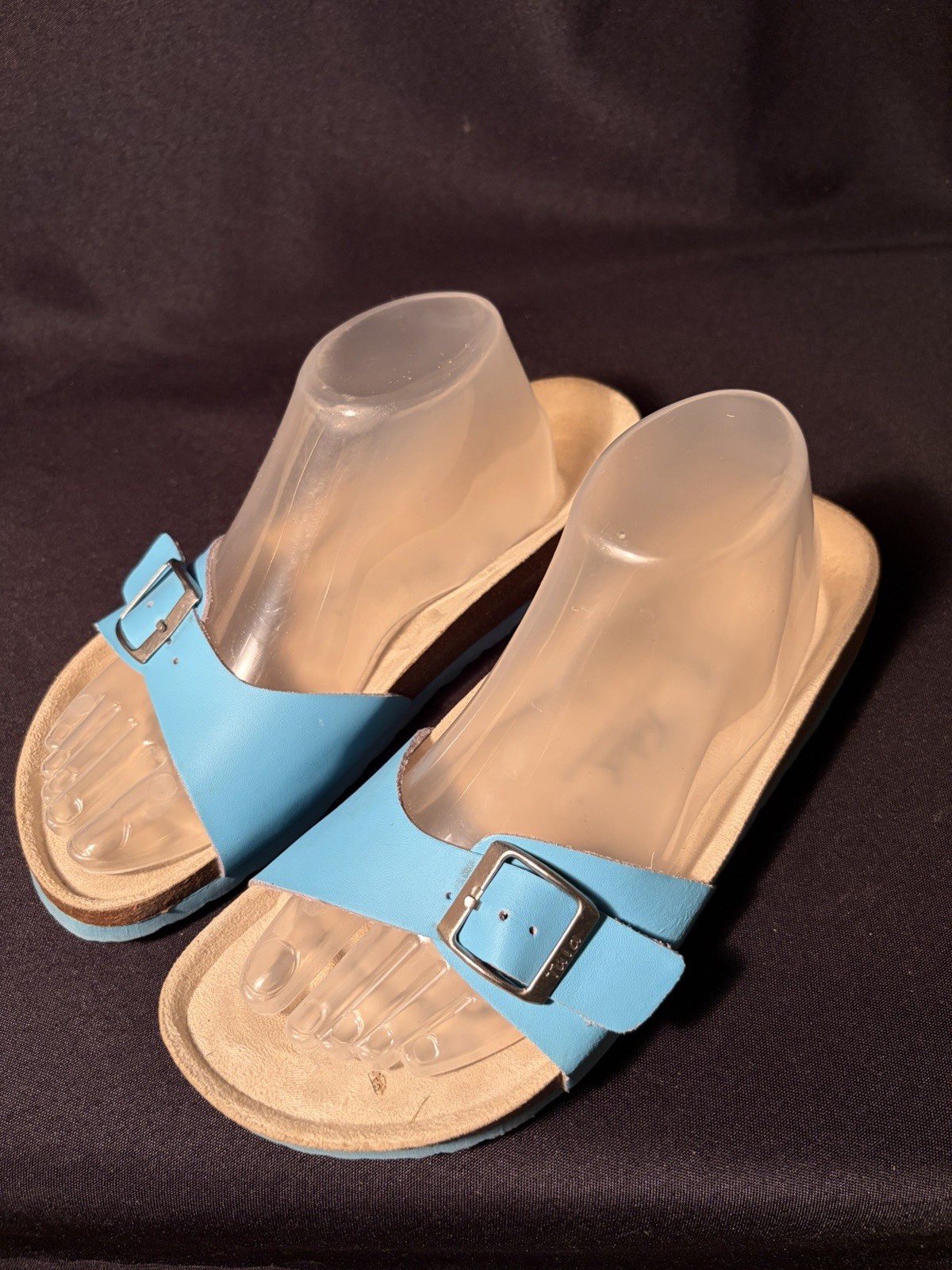 TULA by Birkenstock Ladies 40EU 9Turqouise Slip On Slide Sandals Excellent Cond
