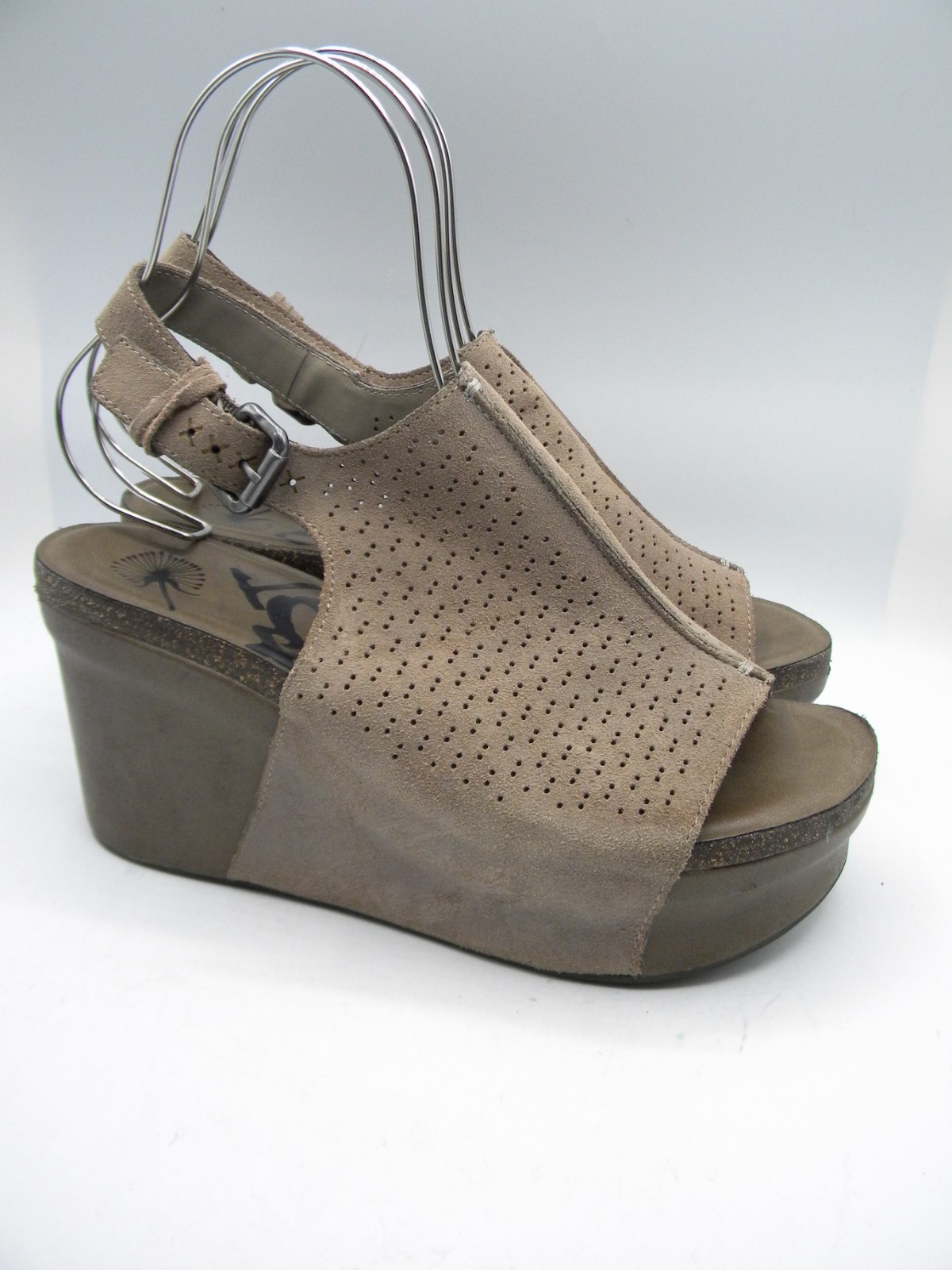 OTBT Jaunt Grey Pownder Platform Wedge Slingback Sandals Size 9.5 M display